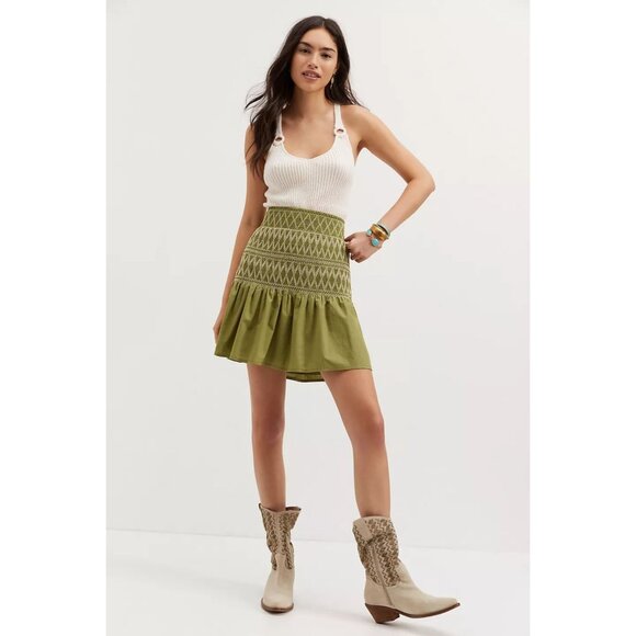 Anthropologie Maeve Smocked Mini Skirt - Picture 4 of 9